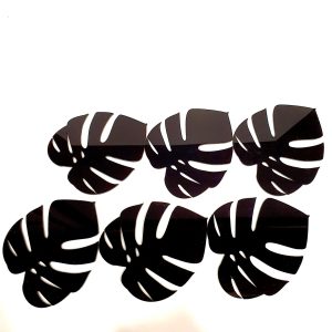 Black Acrylic Leaf Coaster Set (Big)