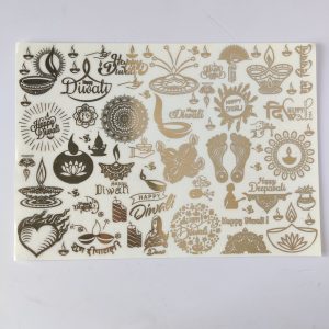 Resin Gold Metallic A4 Size Stickers (Single Sheet) – Diwali 1